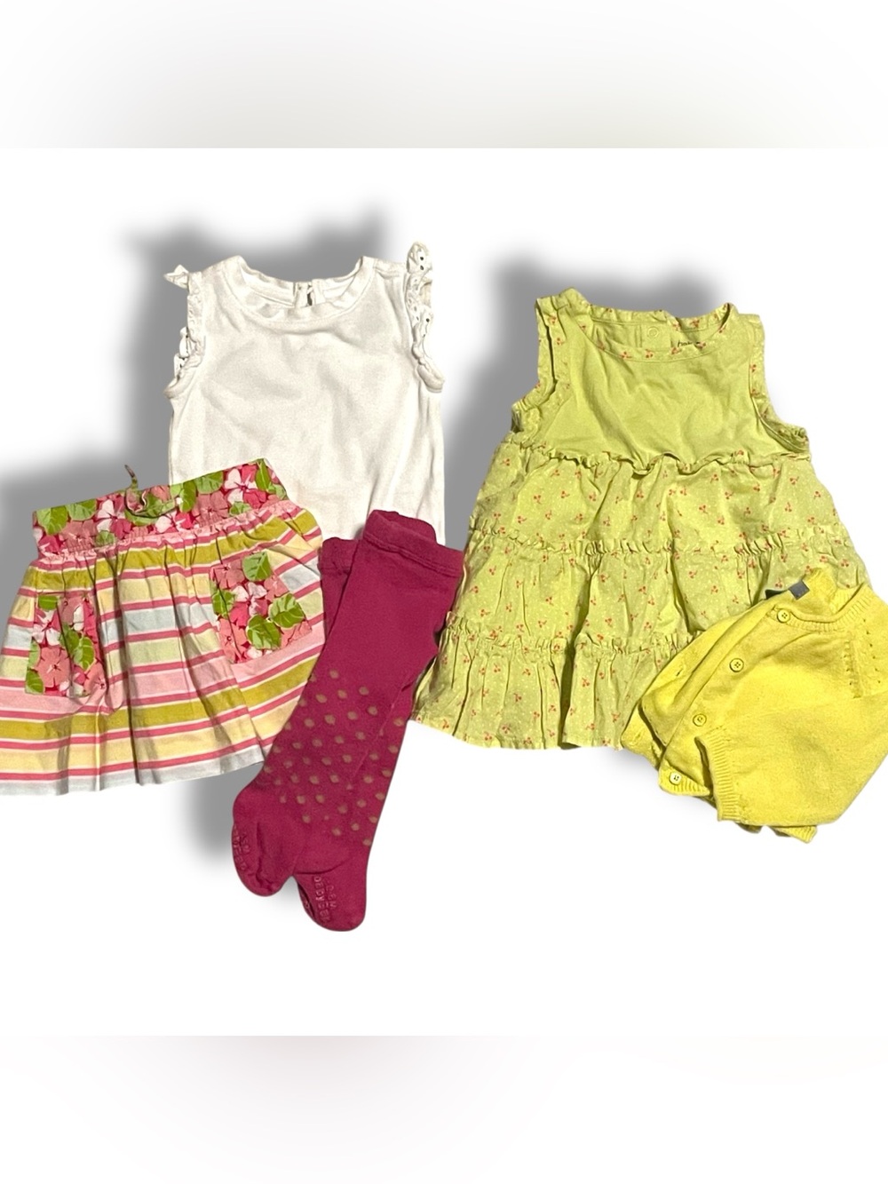 VTG 2000s Baby Gap Lime Green Floral Autumn Capsule Wardrobe Bundle 0-3M